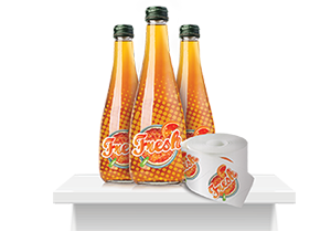 Цветни етикети с бял тонер при сокове и други напитки