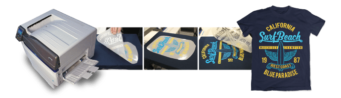 Тениски, брандирани с термотрансфер с графичния принтер на OKI Pro9541WT