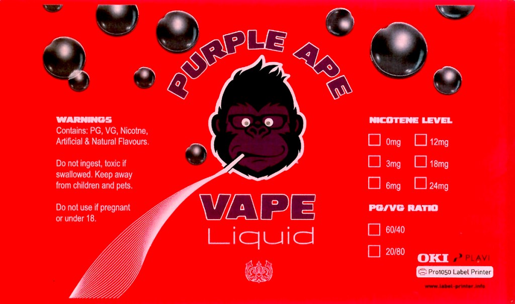 Етикет върху тъмна медия с цветни елементи върху бяла подложка