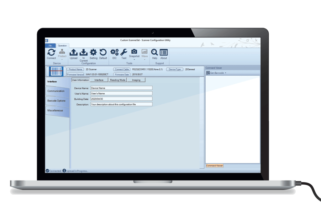Софтуерът за програмиране ScannerSet Custom