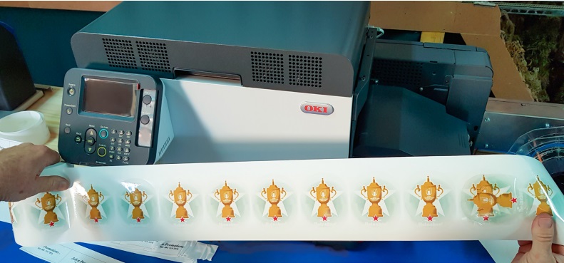 Етикети отпечатани на принтер OKI Pro1050 от Silat Labels