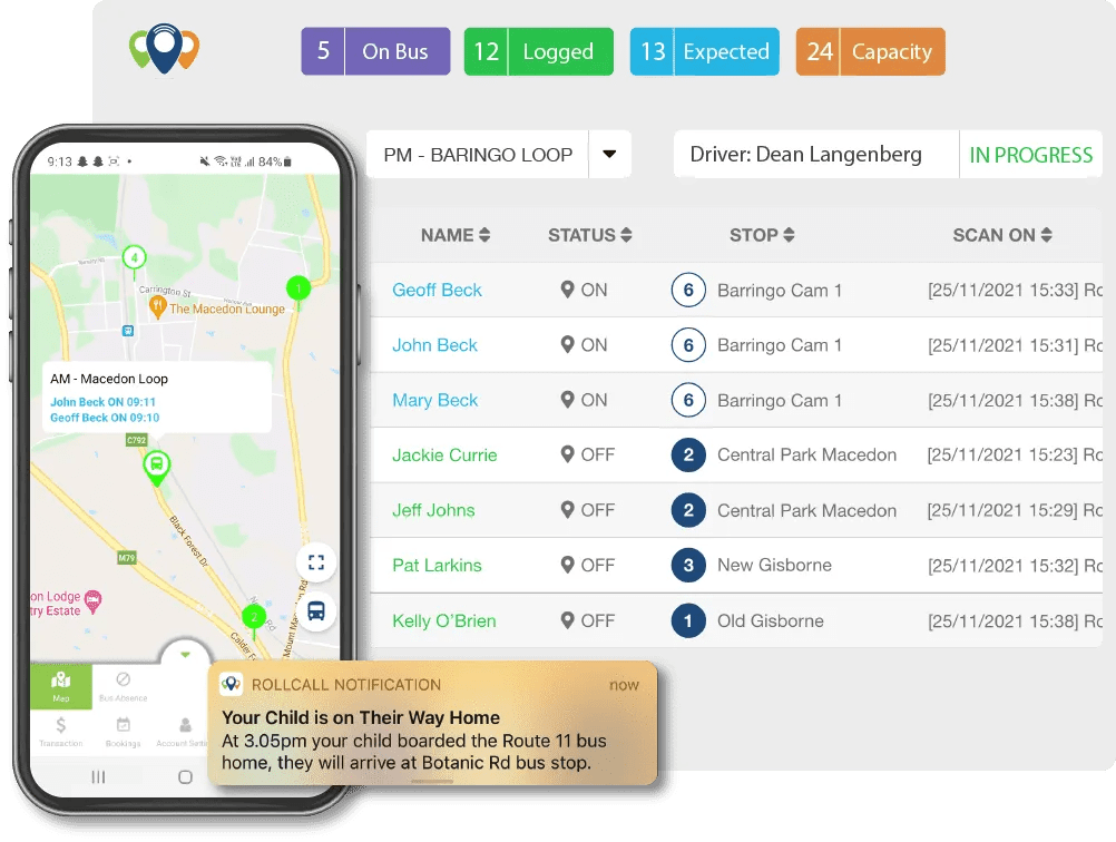 Система за наблюдение на пътници и автобуси RollCall